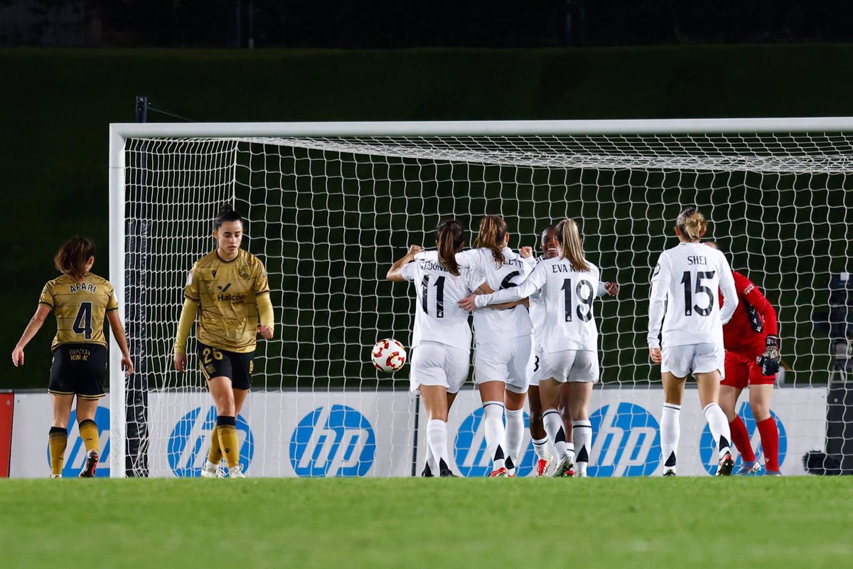 El Real Madrid se esfuerza ante la Real Sociedad para alcanzar las semifinales de la Copa de la Reina.