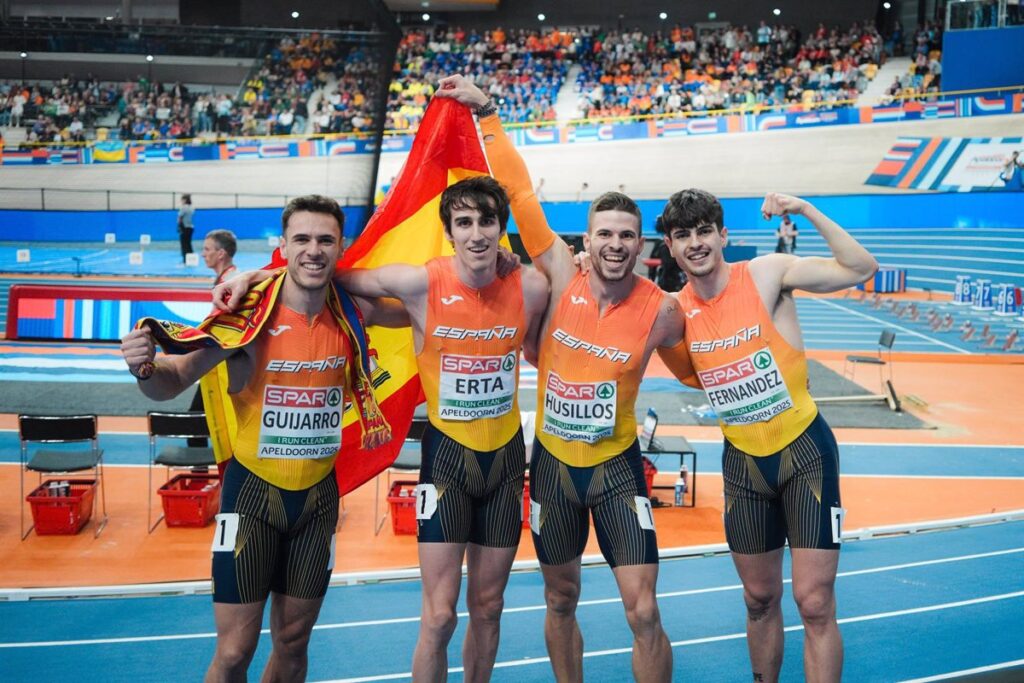 España concluye el Europeo 'indoor' con cuatro medallas, destacando el oro del 4x400