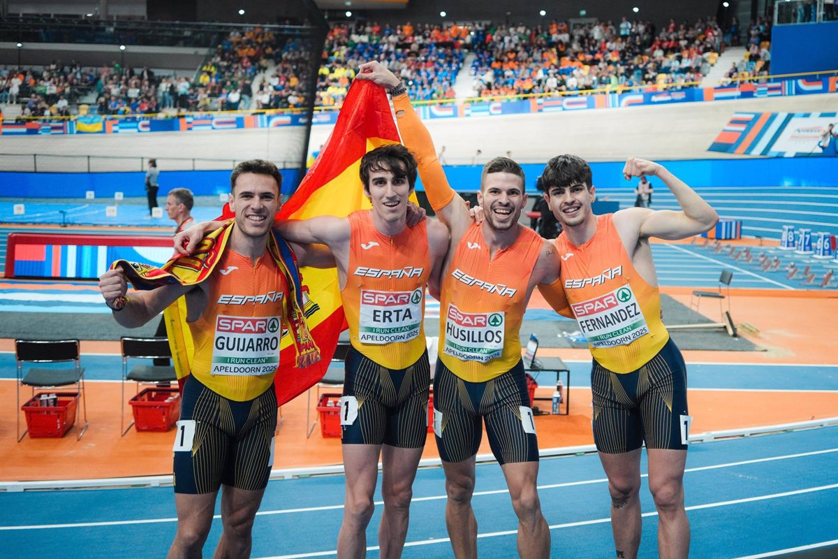 España concluye el Europeo 'indoor' con cuatro medallas, destacando el oro del 4x400