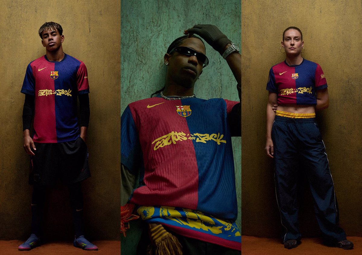 El Barça incorpora a Travis Scott en la camiseta del Clásico.