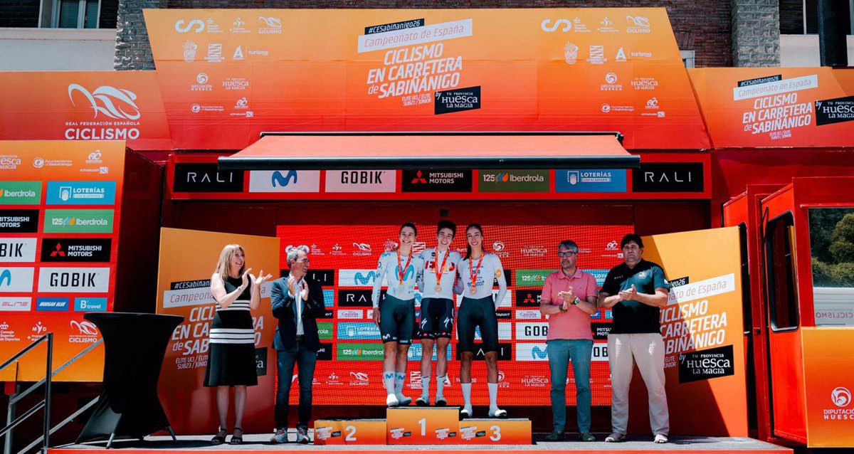 Mireia Benito, Benjamín Noval y Alejandra Neira, campeones de España de contrarreloj en Sabiñánigo